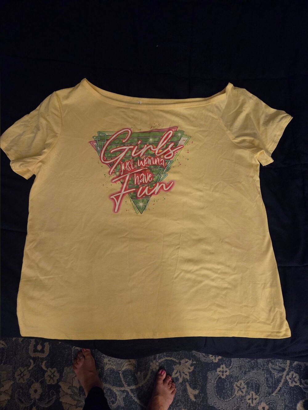 Yellow Graphic Women’s Tee - "Girls Just Wanna Have Fun"